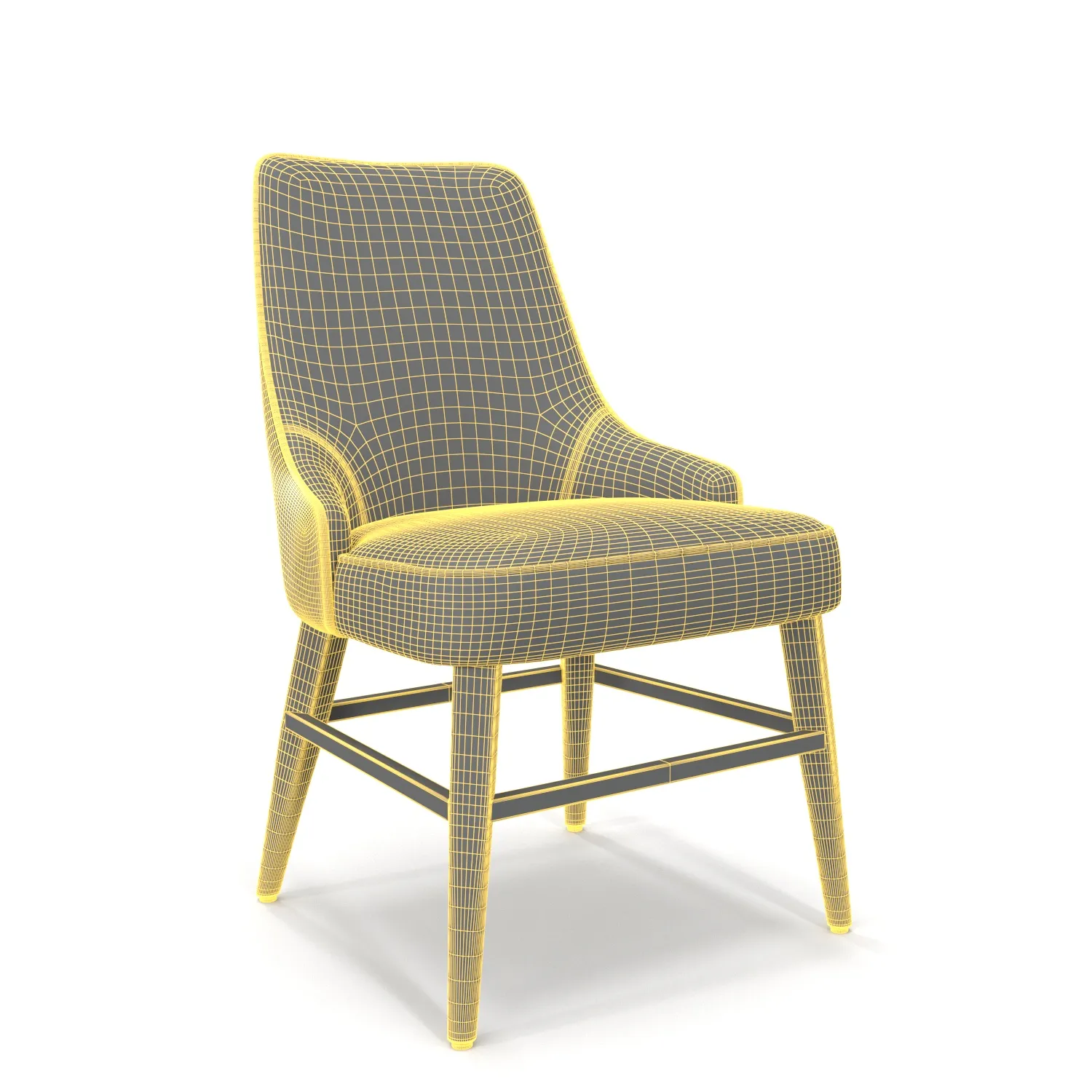 Leather Fabric Wood Base Dining Chair PBR 3D Model_07